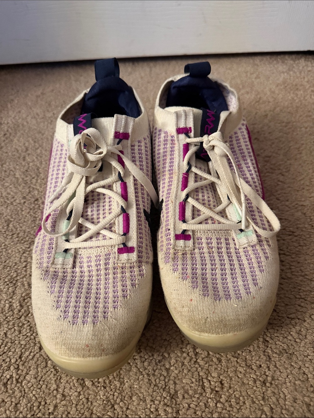 Nike Kids Vapormax Sneakers in Cream and Purple
